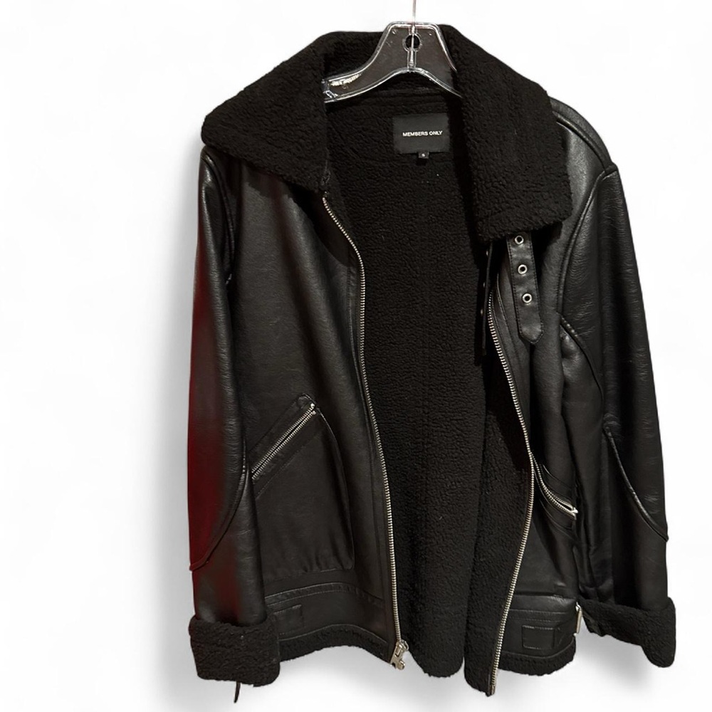 Members Only Black Shearling Bomber Jacket